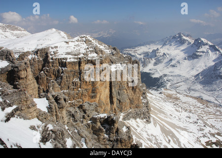 Skigebiet Val di Fassa, Dolomiten, Italien Stockfoto