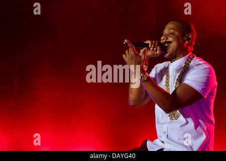 Jay-Z führt am Tag2 des Yahoo! Wireless Festival 2013 im Queen Elizabeth Olympic Park am 13. Juli 2013 Stockfoto