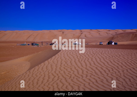 Beduinen-Camp, Sharqiya (Wahiba) Sand, zwischen Muscat und Sur, zentralen Oman. Stockfoto
