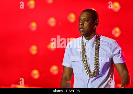 Jay-Z führt am Tag2 des Yahoo! Wireless Festival 2013 im Queen Elizabeth Olympic Park am 13. Juli 2013 Stockfoto