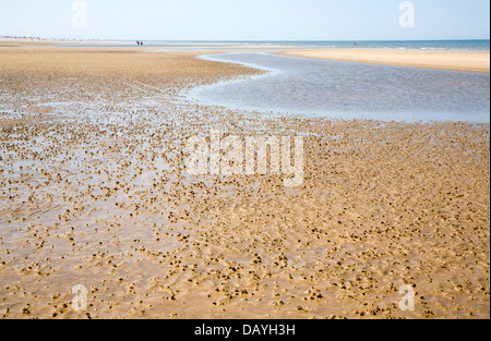 Sandy leeren Strand Meer Hunstanton, Norfolk, England Stockfoto