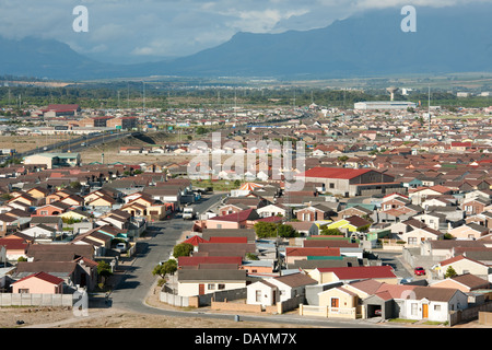 Blick über Khayelitsha, dem größten Township in Südafrika, Cape Town, Südafrika Stockfoto