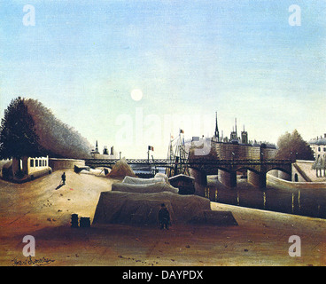 Henri Rousseau - Le Douanier Rousseau Vue de l'Île Saint-Louis Prise du Port Saint-Nicolas-1888 Stockfoto