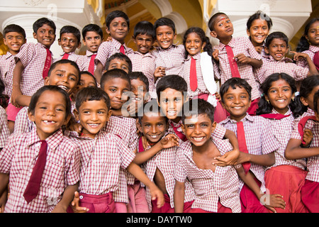 Schulkinder in Madurai, Indien Stockfoto