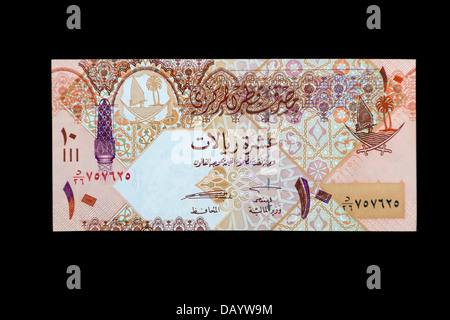 Katar Ten-Riyal Banknote, Vorderseite. Stockfoto