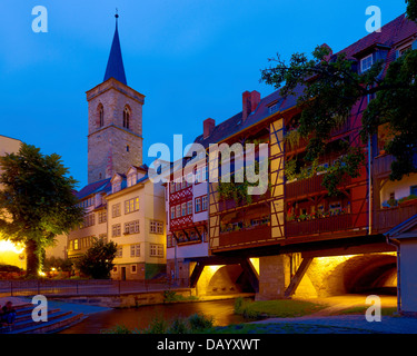 Kraemerbruecke und St. Aegidien Kirche, Erfurt, Thüringen, Deutschland Stockfoto