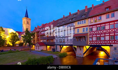 Kraemerbruecke und St. Aegidien Kirche, Erfurt, Thüringen, Deutschland Stockfoto