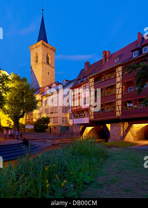 Kraemerbruecke und St. Aegidien Kirche, Erfurt, Thüringen, Deutschland Stockfoto