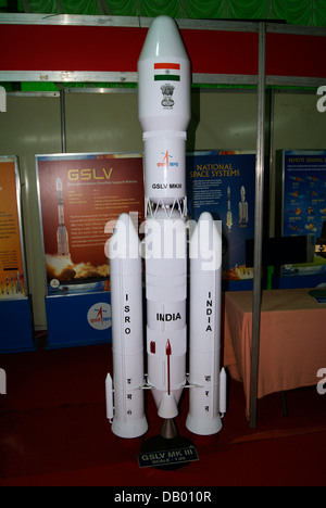 GSLV ISRO indischen Raum Forschung Satellite Launch Vehicle Rakete Organisationsmodell um 01:20 skalieren Verhältnis Indien Stockfoto