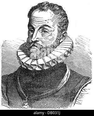 William I "The Silent", Prinz von Orange, 25.4.1533 - 10.7.1584, Stadtholder von Holland und Zeeland 1572 - 1584, Porträt, Holzgravur, 19. Jahrhundert, Stockfoto