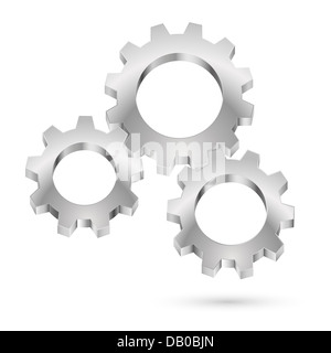 Chrom-Zahnrad. Abbildung auf weißem Hintergrund für design Stockfoto