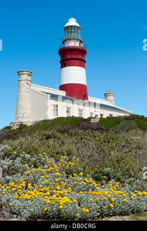 Leuchtturm am Kap Agulhas, Agulhas Nationalpark, Südafrika Stockfoto