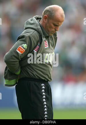 Bremen-Trainer Thomas Schaaf ist während der Bundesliga-Kampf SV Werder Bremen Vs FC Bayern München im Weser-Stadion Bremen, Deutschland, 18. August 2007 unzufrieden. Foto: Carmen Jaspersen Stockfoto