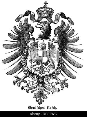 Heraldik, Wappen, Deutschland, Staatswappen des Deutschen Reiches, Holzstich, 1872, Zusatz-Rechte-Clearenzen-nicht lieferbar Stockfoto