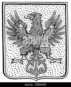 Heraldik, Wappen, Deutschland, Stadtwappen, Potsdam, Holzstich, 1875, Zusatz-Rechte-Clearenzen-nicht vorhanden Stockfoto