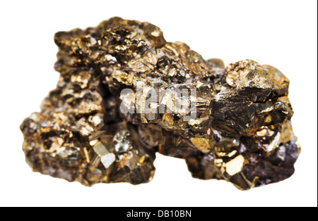 Pyrit Mineral isoliert auf weißem Hintergrund Stockfoto
