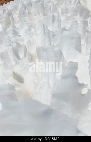 Landschaft mit Schneestrukturen, Penitentes, nieves penitentes, Penitente, Reserva Nacional de Fauna Andina Eduardo Abaroa, Bolivien, Südamerika Stockfoto