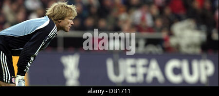 FC Bayern München Torwart Oliver Kahn ist in Aktion während der UEFA-Cup-Spiel gegen Bolton Wanderers zur Allianz-Arena in München, Deutschland, 8. November 2007 abgebildet. Foto: Matthias Schrader Stockfoto