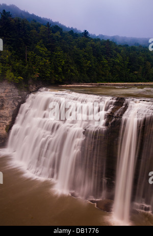 Nebligen Morgen bei nahen Wasserfällen, Letchworth State Park, New York Stockfoto