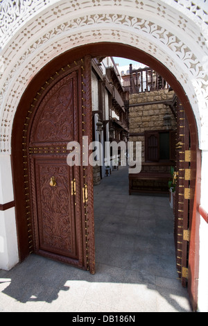 Innenhof des Museums der Stadt Al-Tayibat für internationale Zivilisation, Jeddah, Saudi Arabien Stockfoto