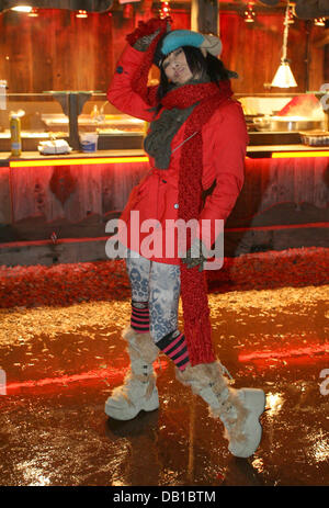 Chinesische Schauspielerin Bai Ling posiert auf dem Weihnachtsmarkt "Santa Pauli" in Hamburg, Deutschland, 4. Dezember 2007. Foto: Sebastian Widmann Stockfoto