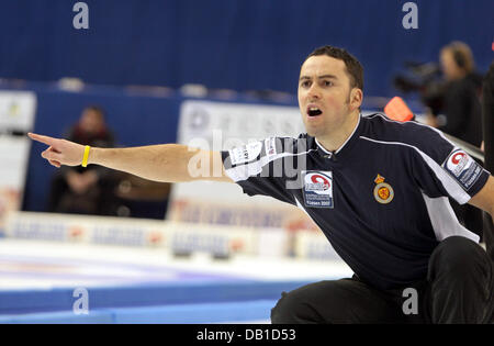 Scot überspringen David Murdoch im Bild während der 2007 Europäische Curling Championships Finale Norwegen V Schottland in Füssen, Deutschland, 8. Dezember 2007. Foto: Karl-Josef Hildenbrand Stockfoto