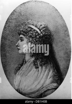 Stein, Charlotte von, 25.12.1742 - 6.1.1827, deutsche Dame-in-Waiting, Porträt, Zeichnung von Dora Stock, 1796, Stockfoto