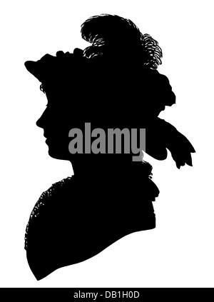 Stein, Charlotte von, 25.12.1742 - 6.1.187, deutsche Dame-in-Waiting, Porträt, Silhouette, Ende 18. Jahrhundert, Stockfoto