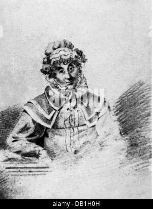 Stein, Charlotte von, 25.12.1742 - 6.1.187, deutsche Dame-in-Waiting, halbe Länge, Zeichnung, ca. Stockfoto