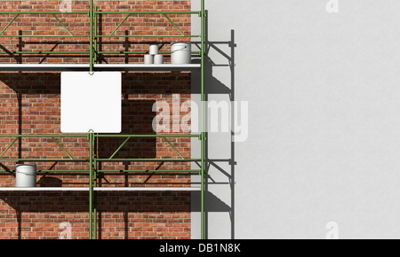 Renovierung einer alten Backstein-Fassade - Rendering Stockfoto