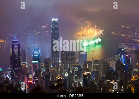 Hong Kong Feuerwerk in Chinese New Year Stockfoto