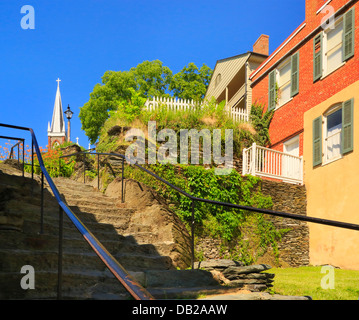 Die Steinstufen, Appalachian Trail und St. Peterskirche, Harpers Ferry, West Virginia, USA Stockfoto