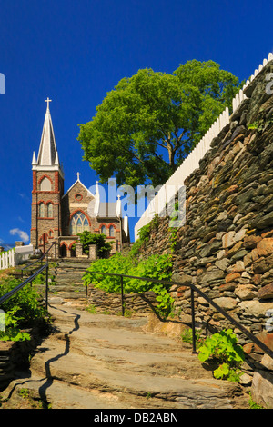 Die Steinstufen, Appalachian Trail und St. Peterskirche, Harpers Ferry, West Virginia, USA Stockfoto