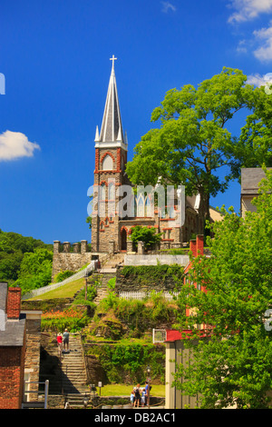 Die Steinstufen, Appalachian Trail und St. Peterskirche, Harpers Ferry, West Virginia, USA Stockfoto