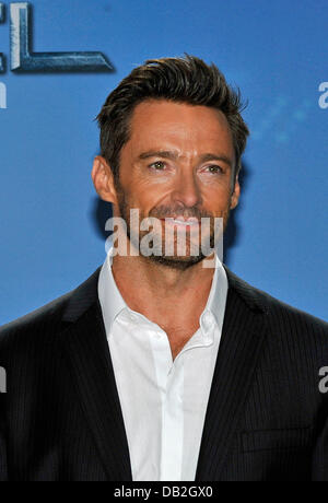 Australische Schauspieler Hugh Jackman bei einem Fototermin für den Film stellt "Real Steel in München, Deutschland, 12. September 2011. Der Film kommt deutschen Kinos am 10. November 2011 und erzählt die Geschichte der humanoiden Roboter kämpfen gegenseitig während Boxen Spiele. Foto: Ursula Düren Stockfoto