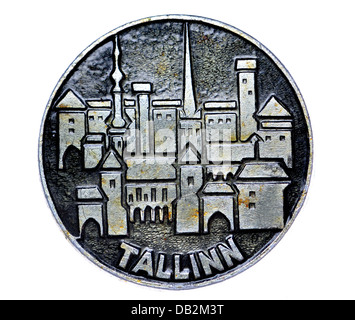 Kommunismus sowjetischen Emaille Abzeichen - Tallinn, Estland Stockfoto
