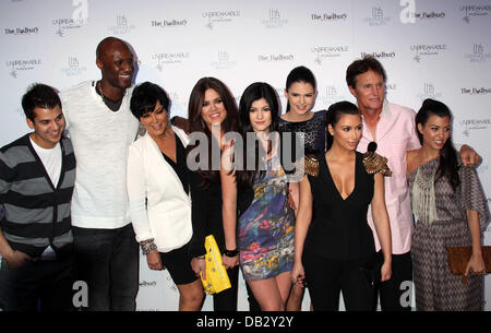 Rob Kardashian, Lamar Odom, Kris Jenner, Khloe Kardashian, Kylie Jenner, Kendall Jenner, Kim Kardashian, Bruce Jenner und Stockfoto