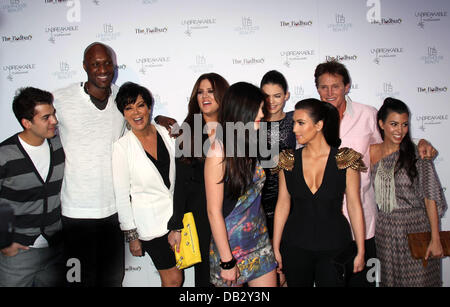 Rob Kardashian, Lamar Odom, Kris Jenner, Khloe Kardashian, Kylie Jenner, Kendall Jenner, Kim Kardashian, Bruce Jenner und Stockfoto