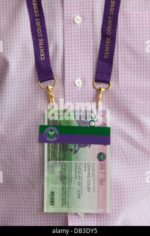 Center Court Schuldverschreibungen Debenture Ticket The Championships Wimbledon 2012 Stockfoto