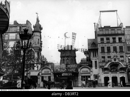 Geographie / Reisen, Frankreich, Paris, Place Blanche Moulin Rouge, Straßenszene, Ansichtskarte, um 1900, Zusatzrechte-Clearences-nicht vorhanden Stockfoto