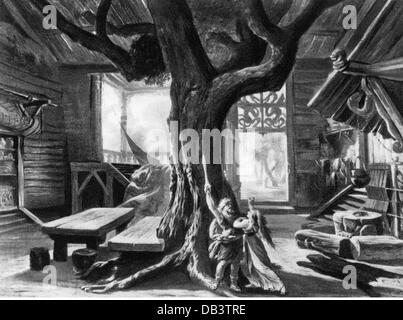 Theater, Oper, Walküre, von Richard Wagner, Bühnenbild, Akt 1, Jagdhaus, Zeichnung, von Joseph Hoffmann (1831 - 1904), 1876, Zusatzrechte-Clearences-nicht vorhanden Stockfoto