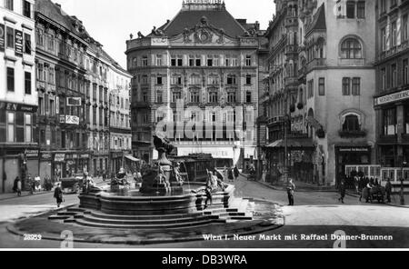 Geographie / Reisen, Österreich, Wien, Plätze, Neuer Markt mit Donner-Brunnen, Ansichtskarte, um 1930, Additional-Rights-Clearences-not available Stockfoto