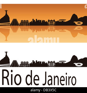 Skyline von Rio De Janeiro in orangem Hintergrund Stockfoto