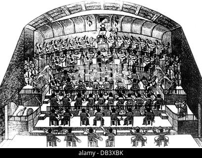 Theater, Oper, Parsifal, von Richard Wagner, Orchesterprobe unter der Leitung von Hermann Levi, Zeichnung, 1882, Zusatzrechte-Clearences-nicht vorhanden Stockfoto