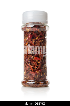 Gehackten Paprika in einem Glas isoliert auf weiss Stockfoto