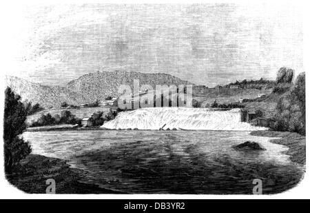 Geographie / Reisen, Norwegen, Wasserfläche, Wasserfall Vittingsfos, Sandsver, Holzstich, um 1870, Zusatz-Rechte-Clearences-nicht vorhanden Stockfoto