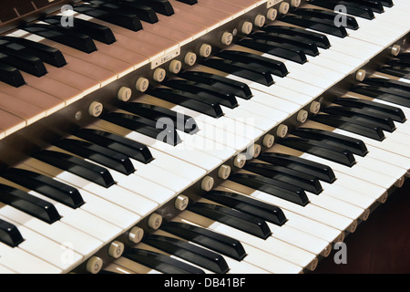 Kirche Orgel Tastaturmakro Closeup Stockfoto