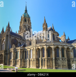 Ansicht der Kathedrale von Bayeux, Normandie, Frankreich Stockfoto