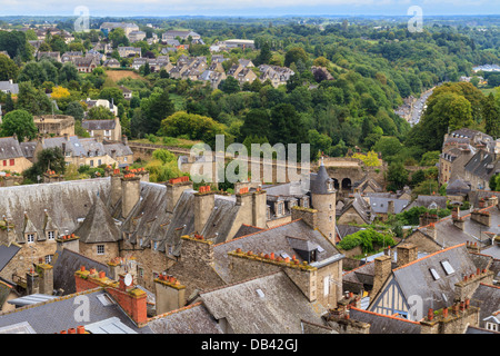 Dinan Panorama Altstadtblick, Bretagne, Frankreich Stockfoto