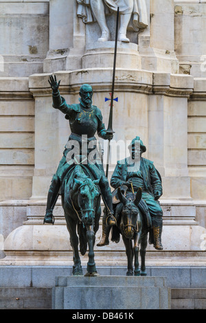 Madrid, Don Quijote und Sancho Pansa Statue, Spanien Stockfoto